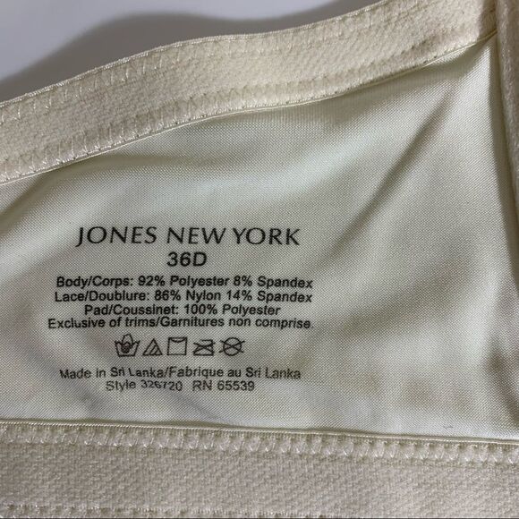 Jones New York Cream Lace Underwire Bra -36D‎ - Picture 8 of 9